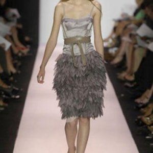 BCBG Max Azria Runway Women's Strapless Woven Dress Silk Lavender Shadow Size 10